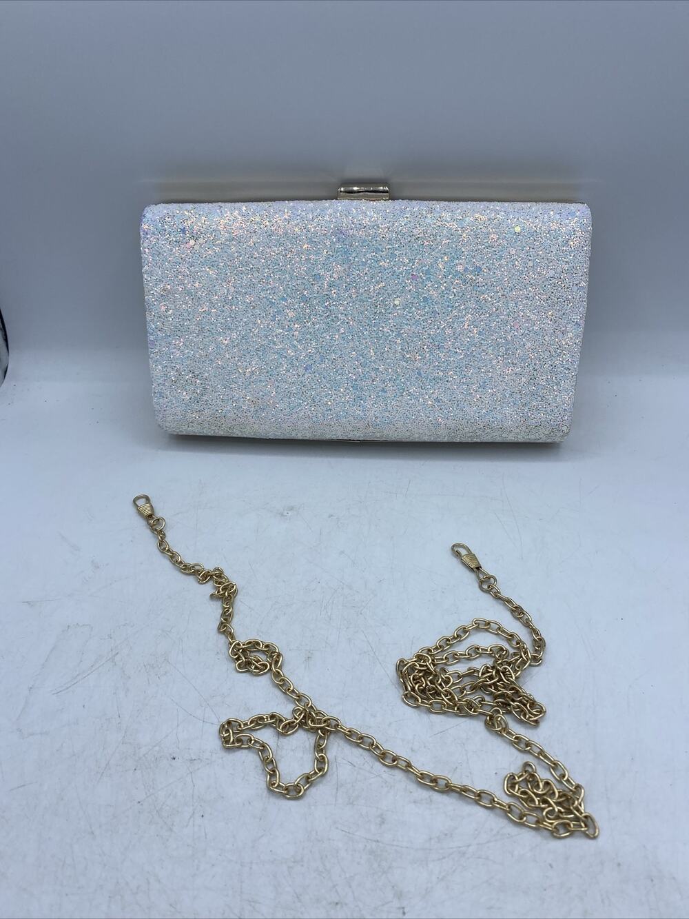 Mermaid Glitter(Iridescent ) & Gold Glitter Clutch/chain Shoulder Bag 8”X 4”